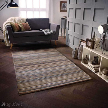 Carter Modern Stripe Hand Woven Wool Natural/Brown/Grey Rug-Melrose-Rug Love - The Most Loved Rug Store